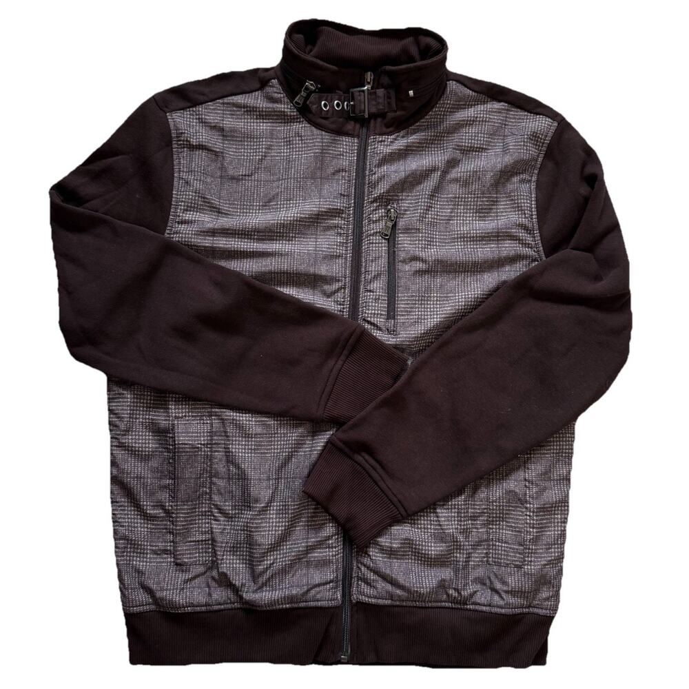Tommy‎ Hilfiger Full Zip Fleece Lined Plaid Coat Jacket SZ Large Hidden Hood